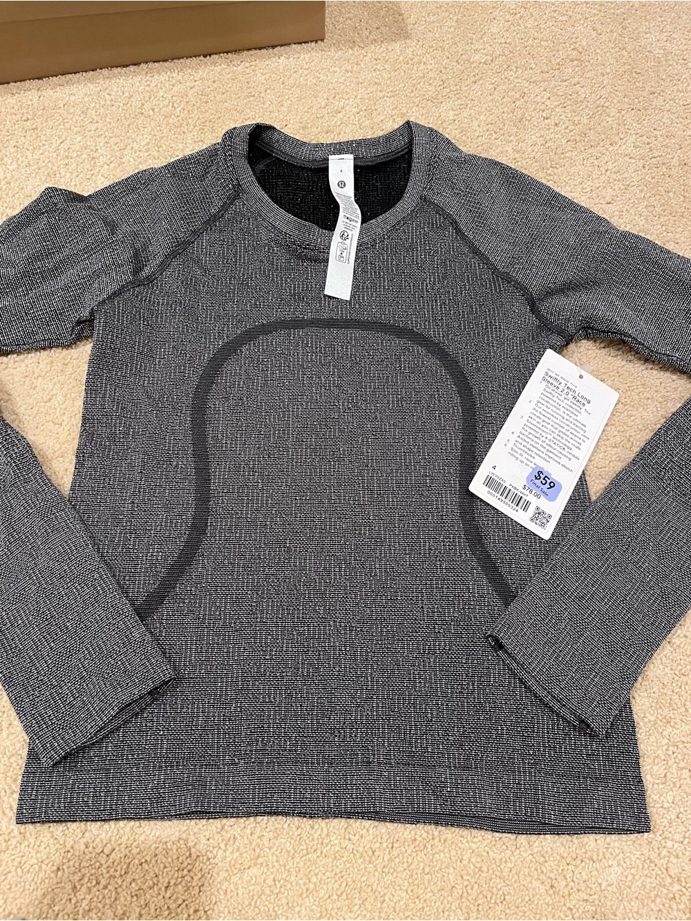 lululemon athletica Heather Charcoal Long Sleeve Crew